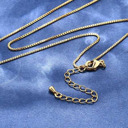 Long-Lasting Plated Brass Box Chain Necklaces X-NJEW-K112-03G-NF-1