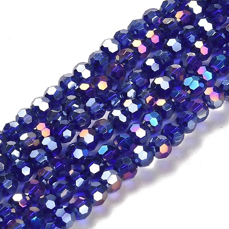 Faceted(32 Facets) Electroplate Glass Beads Strands X-EGLA-R016-4m-1-1
