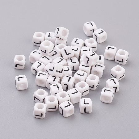 50g Opaque Acrylic Horizontal Hole Letter Beads SACR-TA0001-19O-1