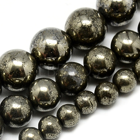 Natural Pyrite Beads Strands G-S265-03-10mm-1