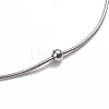 304 Stainless Steel Round Snake Chain Anklets AJEW-G024-13P-3