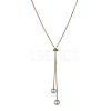 Alloy Snake Chain Slider Lariat Necklaces with Plastic Imitation Pearl Round Beads WG87CD3-01-4