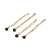 Ion Plating(IP) 316 Surgical Stainless Steel Curb Chain Extender with Natural Black Agate Round Charm STAS-A097-01G-06-1