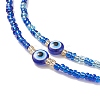 2Pcs 2 Style Resin Evil Eye & Glass Seed Beaded Necklaces Set for Women NJEW-JN03939-3