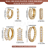 4 Pairs 4 Style Clear Cubic Zirconia Rectangle Hoop Earrings EJEW-BBC0001-19-2