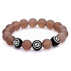 Natural Grey Agate Round Beaded Stretch Bracelet BJEW-SW00077-11-1