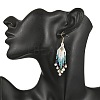 304 Stainless Steel Glass Seed Beads Arrow Dangle Earrings EJEW-MZ00554-01-2