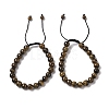 8mm Round Natural Tiger Iron Braided Bead Bracelets BJEW-C067-01B-04-1