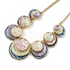 Summer Beach Alloy Colorful Enamel Multi Layer Flat Round Bib Necklaces NJEW-B113-04-2