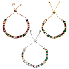 3Pcs 3 Colors Brass Pave Cubic Zirconia Beads Slider Bracelets for Women BJEW-GO0001-07-1