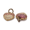 Brass Micro Pave Medium Violet Red & Clear Cubic Zirconia Charms ZIRC-G166-25G-A-3