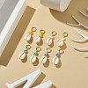 4 Pair 4 Color Natural Cowrie Shell with Glass Seed Flower Dangle Hoop Earrings Set EJEW-TA00177-2