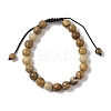 8mm Round Natural Picture Jasper Braided Bead Bracelets BJEW-C067-01B-28-2