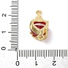 Brass with Glass Dark Red Sacred Heart Connector Charms X-KK-L253-27G-05-3