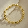 Brass Round Beaded Stretch Bracelets for Women Men BJEW-Z129-01G-1