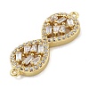 Rack Plating Brass Clear Cubic Zirconia Infinity Connector Charms KK-A234-036G-02-2