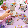 DIY Cattle & Flower Pattern Coaster Diamond Painting Kits DIY-TAC0016-53-19