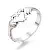 304 Stainless Steel Hand Heart Cuff Rings RJEW-N038-121P-1