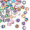 60Pcs Lantern-Shaped Striped Pattern Resin Rhinestone Beads KK-SC0007-83-1
