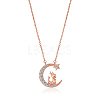 Chinese Zodiac Necklace Dragon Necklace 925 Sterling Silver Rose Gold Dragon on the Moon Pendant Charm Necklace Zircon Moon and Star Necklace Cute Animal Jewelry Gifts for Women JN1090E-1
