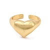 Rack Plating Brass Heart Open Cuff Rings for Women RJEW-C050-03G-2