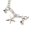 Starfish & Tortoise & Cowrie Shell Shape 304 Stainless Steel Charm Bracelets Set for Girl Women BJEW-JB06984-8