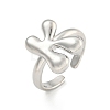 Brass Letter Open Cuff Rings for Women RJEW-G313-01K-P-1
