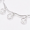 304 Stainless Steel Flat Round with Peace Sign Charm Bracelets BJEW-G628-08P-2