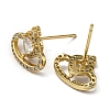 Rack Plating Brass Crown Stud Earrings with Cubic Zirconia EJEW-D063-12G-2