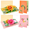 2 Sets 2 Styles Valentine's Day Rectangle 3D Pop Up Flower Paper Greeting Card AJEW-GA0006-96-1
