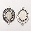 Tibetan Style Alloy Oval Cabochon Connector Bezel Settings PALLOY-J494-09AS-1