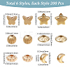1200Pcs 6 Styles CCB Plastic Spacer Beads CCB-PA0001-09G-2