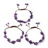 Adjustable Natural Amethyst Braided Bead Bracelets for Women BJEW-U035-02F-4