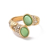 Gemstone Oval Open Cuff Ring with Crystal Rhinestone STAS-E168-10C-G-3