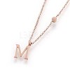 304 Stainless Steel Initial Pendant Necklaces X-NJEW-G321-04RG-M-2