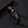 Black PU Leather Cord Braided Bracelets PW-WG503E5-02-3