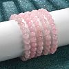 Natural Rose Quartz Bead Stretch Bracelets X-BJEW-K212-B-045-3