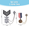 SUPERFINDINGS 2Pcs 2 Style Republique Francaise Eagle & Leaf Hanging Charms Lapel Pins with Safety Chains JEWB-FH0001-18-2