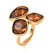 Teardrop & Square Glass Open Cuff Rings RJEW-G289-01G-02-1