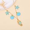 Ocean 304 Stainless Steel Enamel Sea Horse Shell Starfish Pendant Bib Necklaces for Women WG1595B-01-3