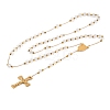 Ion Plating(IP) Crucifix Cross 304 Stainless Steel Rosary Bead Necklaces NJEW-M075-03G-01-1