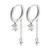 Rhodium Plated 925 Sterling Silver with Cubic Zirconia Hoop Earring Findings EJEW-B038-14P-1