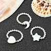 3Pcs 3 Style Natural Pearl & Shell Beaded Stretch Rings Set RJEW-TA00100-2