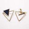 Natural Lapis Lazuli Ear Studs EJEW-G147-C03-2