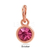 Rose Gold Plated Alloy Glass Rhinestone Charms PALLOY-TAC0016-A10-RG-1