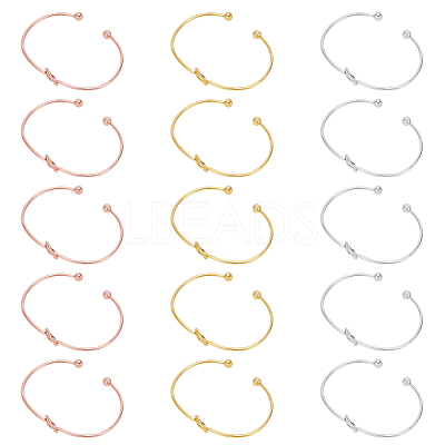 15Pcs 3 Colors Alloy Hollow Heart Open Cuff Bangles Set for Women BJEW-AN0001-57-1