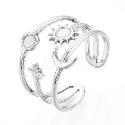 304 Stainless Steel Cuff Rings Components X-STAS-N113-03P-1