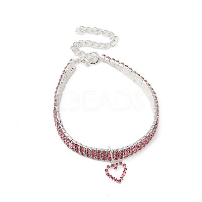 Adjustable 3-Row Iron Rhinestone Cup Chain Pet Collars LS-AJEW-A054-01E-1