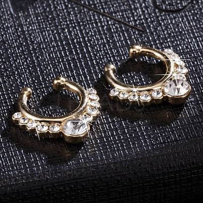 Personality Brass Cubic Zirconia Clip-on Nose Septum Rings AJEW-EE0002-001G-01-1