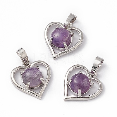 Natural Amethyst Pendants G-P484-04P-04-1